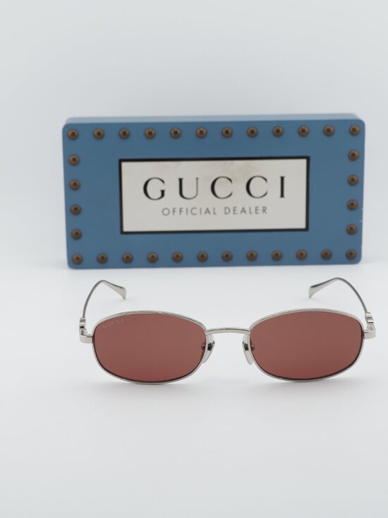 Gucci GG1940S 003 Rectangle Sunglasses - Silver / Red main image 11